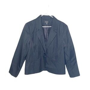 Isabella Suits Womens Size 18 Black 1 Button Front Blazer Shoulder Pads